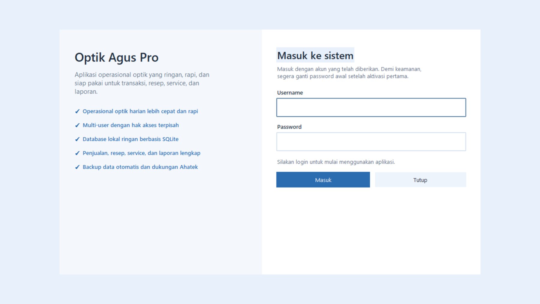 Optik Agus Pro – Solusi Aplikasi Optik yang Ringan, Rapi, dan Profesional 2